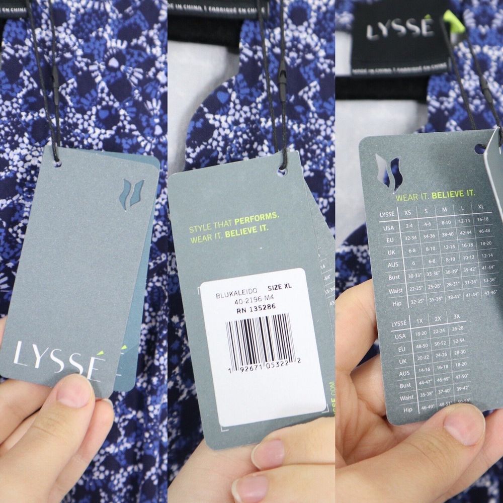 NWT Lysse Size XL Blue Kaleidoscope Print Scallop Neck Shift Dress - Picture 5 of 12